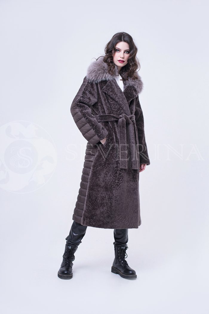 doletskiy 2102 700x1050 - Пальто комбинированное с мехом овчины и песца П-041