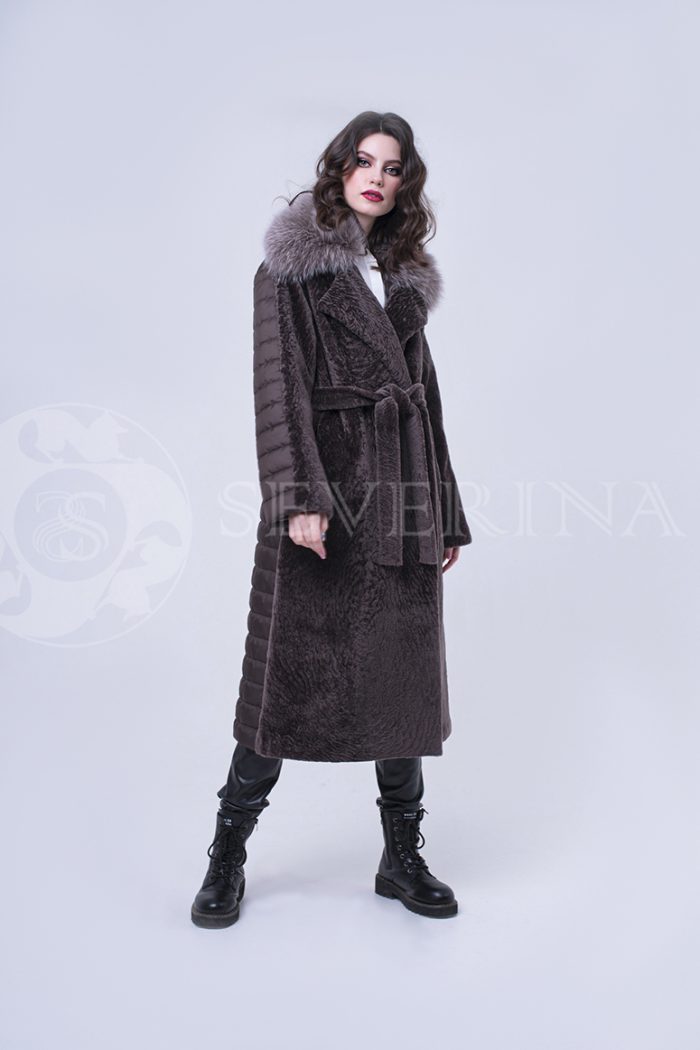 doletskiy 2109 700x1050 - Пальто комбинированное с мехом овчины и песца П-041