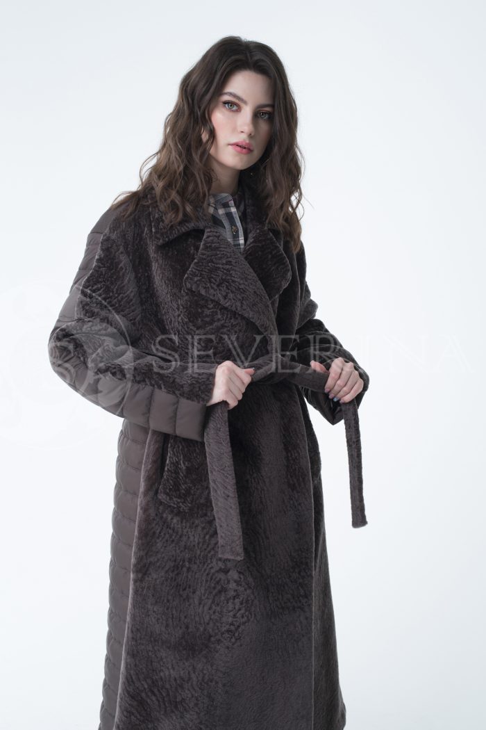 lev301604 700x1050 - Пальто комбинированное с мехом овчины и песца П-041