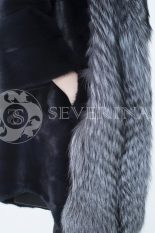 lev302352 2 155x233 - Шуба из меха норки цвета scanblack с отделкой из меха серебристо-черной лисы Н-140