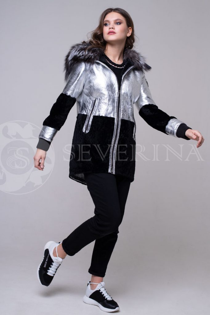 serebro chernyj1 682x1024 - куртка-дубленка из металлизированной кожи