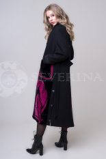 palto chernoe fuksija tigr 1 155x233 - Пальто чёрного цвета с инкрустацией цветным мехом норки П-020