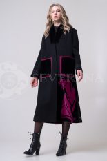 palto chernoe fuksija tigr 2 155x233 - Пальто чёрного цвета с инкрустацией цветным мехом норки П-020