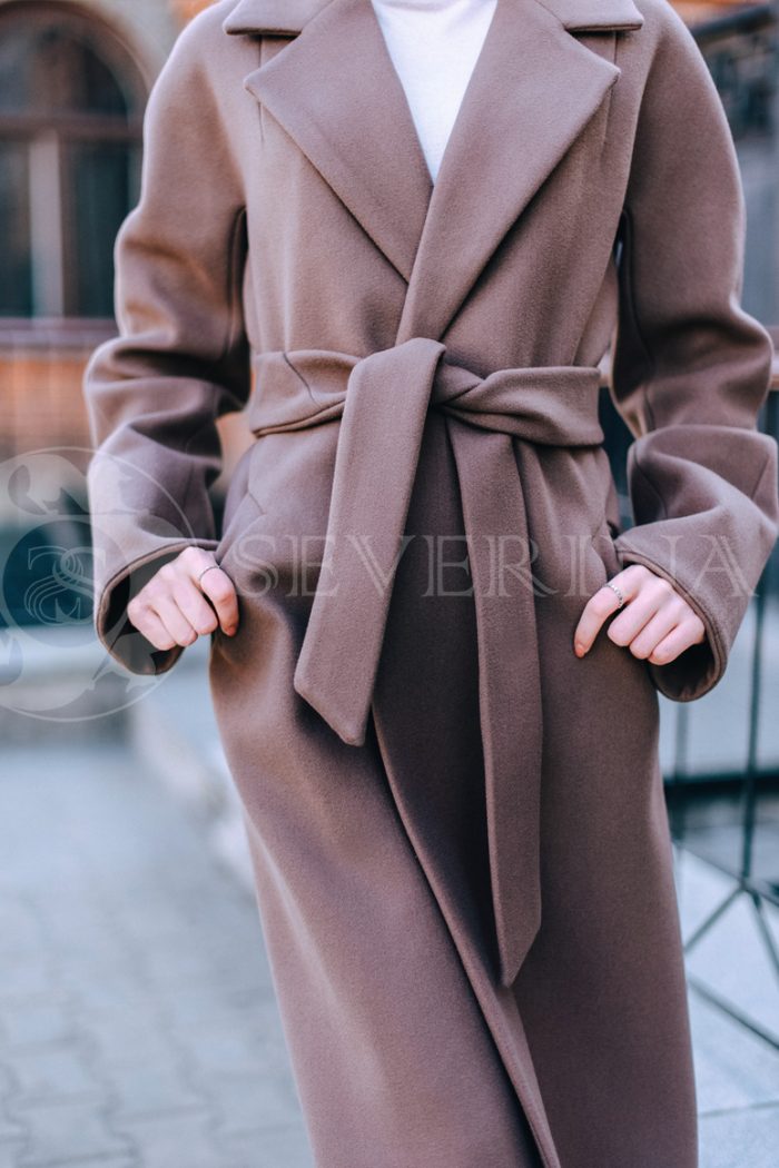 kjemjel 3 700x1050 - Пальто классическое с поясом кофейного цвета П-032