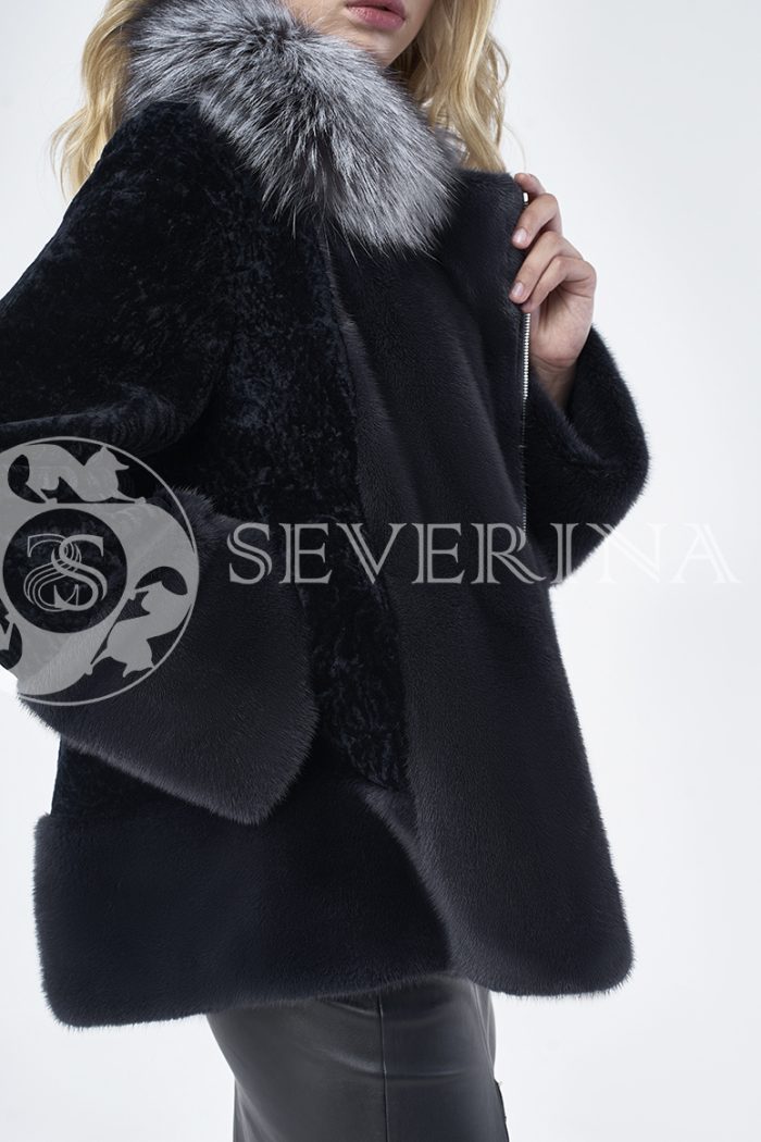 doletskiy 0917 700x1050 - Куртка "косуха" из меха овчины, норки и чернобурки чёрного цвета Н-177