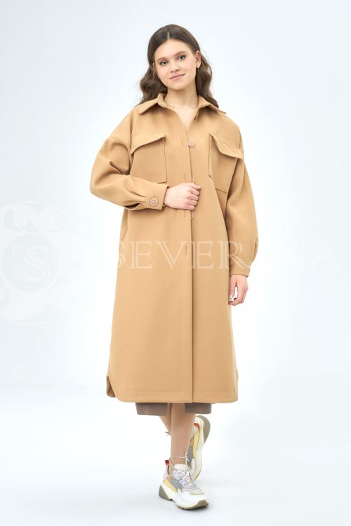 palto rubashka kjemjel 2 500x750 - Пальто-рубашка из мягкой ткани цвета camel ЯВ-061