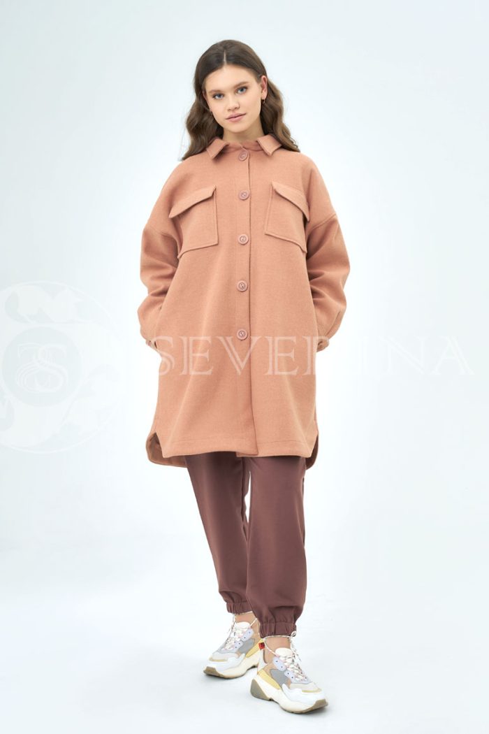 palto rubashka korallovyj 700x1050 - пальто-рубашка из мягкой ткани цвета camel