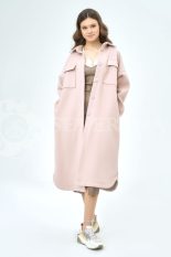 palto rubashka pudra 155x233 - Пальто-рубашка из мягкой ткани пудрового цвета ЯВ-060