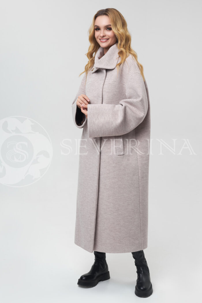 palto elochka bezhevoe 7 700x1050 - Пальто оверсайз "в ёлочку" нежно-розового цвета П-076
