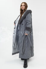 palto stezhka s kozlikom 2 155x233 - Пальто стёганое с капюшоном и отделкой мехом козлика П-085