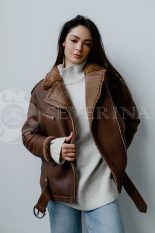 dublenka korichnevaja 2 155x233 - Куртка-дубленка из натуральной кожи "авиатор" с отделкой мехом овчины М21321-551