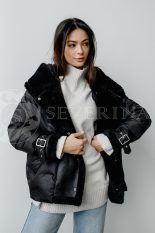 kurtka chernaja 1 155x233 - Куртка утепленная с отделкой кожей и экомехом М-8269