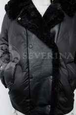 kurtka chernaja 4 155x233 - Куртка утепленная с отделкой кожей и экомехом М-8269