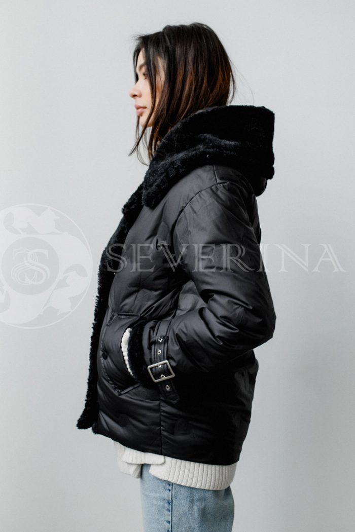 kurtka chernaja 5 700x1050 - куртка утепленная с отделкой кожей и экомехом
