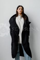palto chernoe 1 155x233 - Пальто утепленное с капюшоном М-1902