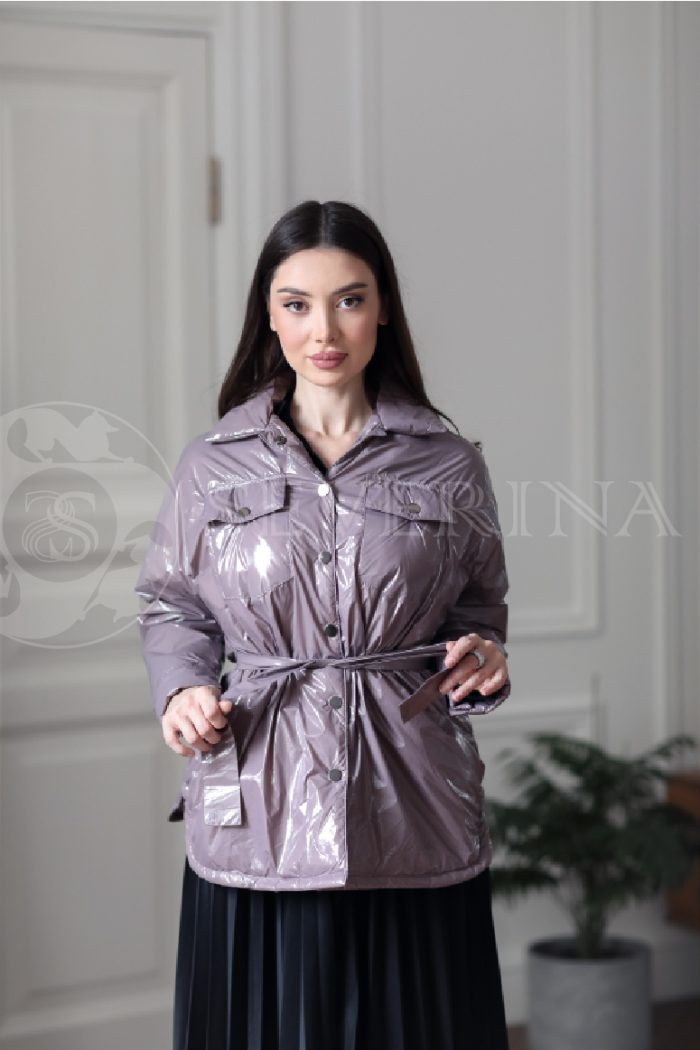 kurtka lavanda 3 700x1050 - Куртка-рубашка из утепленной плащевки лаке ЯВ-100