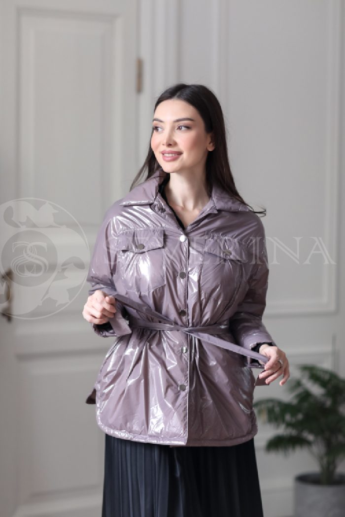 kurtka lavanda 6 700x1050 - Куртка-рубашка из утепленной плащевки лаке ЯВ-100