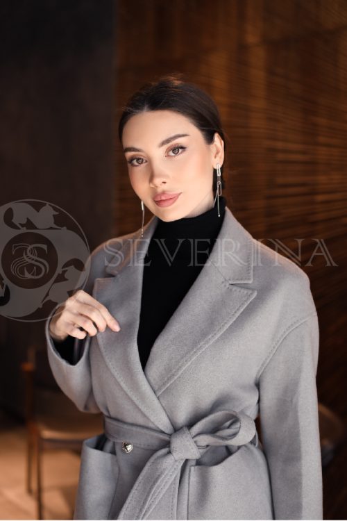 zhaket seryj 3 500x750 - Полупальто-пиджак двубортный серого цвета TH-0359