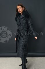 palto chernoe steganoe 2 155x233 - Пальто стёганое черного цвета с отделкой мехом ламы
