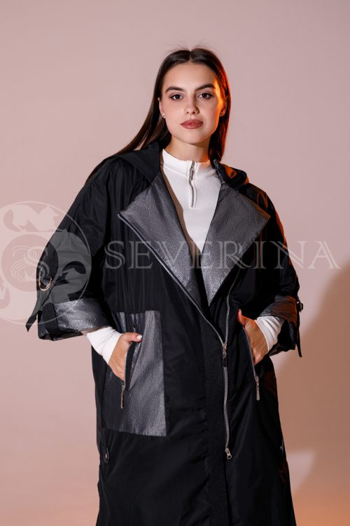 palto oversajz kombinirovannoe 2 500x750 - Пальто-плащ комбинированный черного цвета оверсайз МС-126