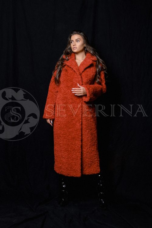 shuba jekomeh krasnaja 2 500x750 - Пальто из экомеха красного цвета СМ-541