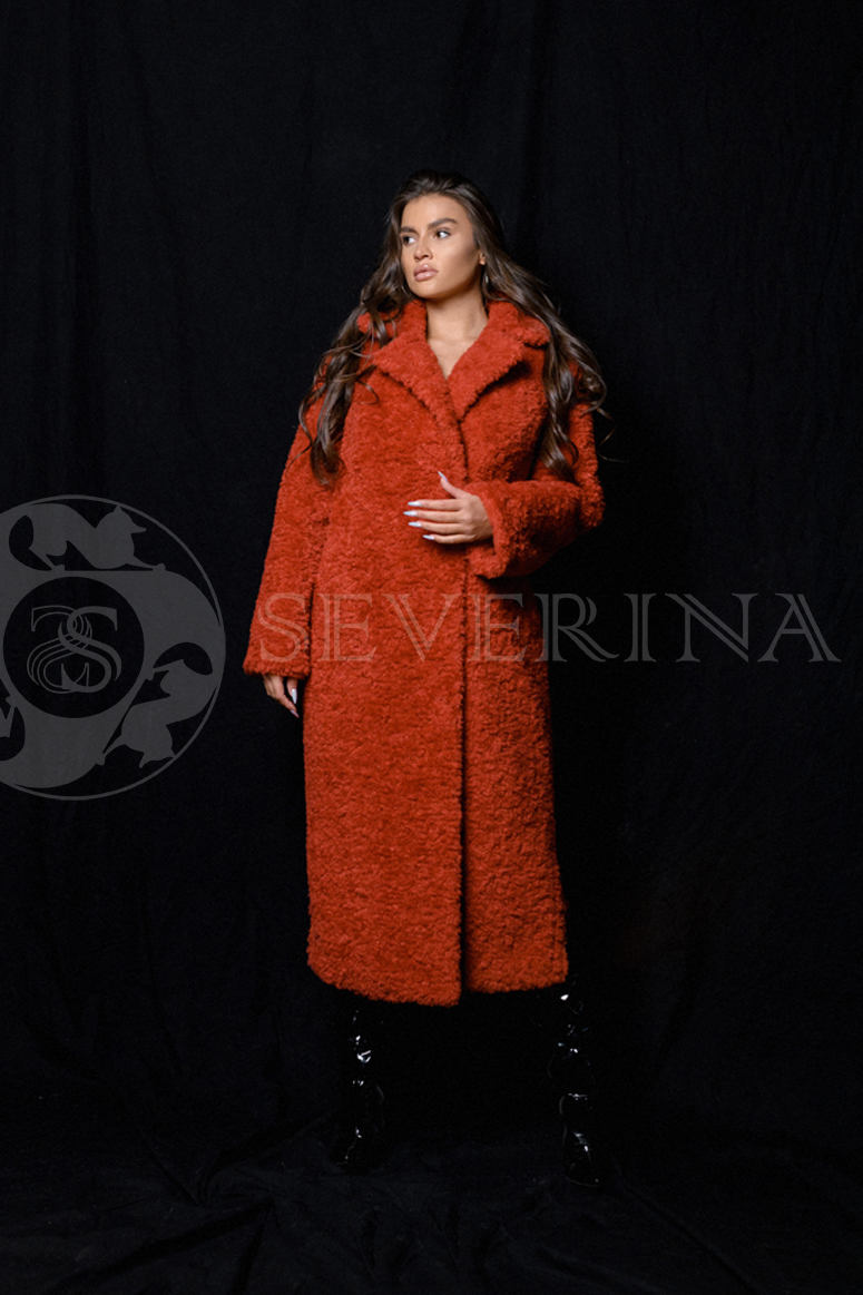 shuba jekomeh krasnaja 2 - пальто из экомеха красного цвета