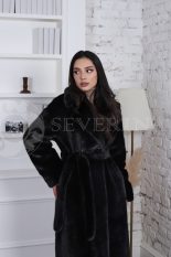 palto vorsovaja tkan pod norku chernoe 3 155x233 - Пальто черного цвета из ворсовой ткани под норку 1-0251