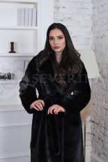 palto vorsovaja tkan pod norku chernoe 4 155x233 - Пальто черного цвета из ворсовой ткани под норку 1-0251