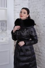 puhovik chernyj 3 155x233 - Пальто утепленное-пуховик с отделкой мехом песца черного цвета 1-0181
