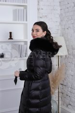 puhovik chernyj 5 155x233 - Пальто утепленное-пуховик с отделкой мехом песца черного цвета 1-0181