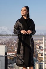palto chernoe kombinirovannoe 1 155x233 - Пальто комбинированное черное с поясом