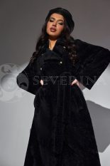 palto chernoe vorsovaja tkan 4 155x233 - Пальто-тренч черного цвета из ворсовой ткани