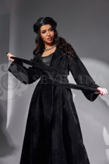 palto chernoe vorsovaja tkan 6 155x233 - Пальто-тренч черного цвета из ворсовой ткани