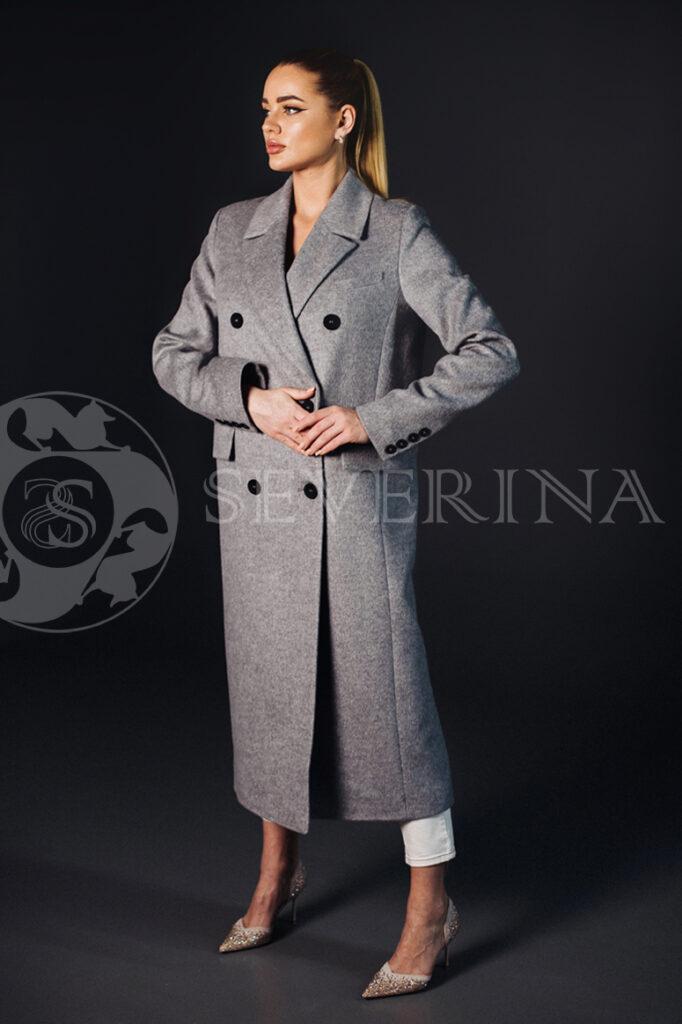 palto dvubortnoe seroe 1 1 682x1024 - Пальто классическое двубортное серого цвета